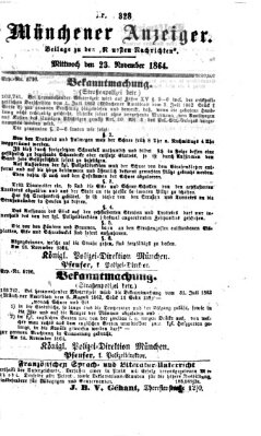 Münchener Anzeiger (Münchner neueste Nachrichten) Mittwoch 23. November 1864
