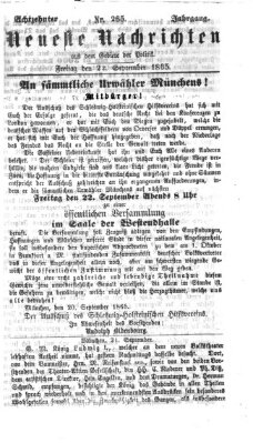 Neueste Nachrichten aus dem Gebiete der Politik (Münchner neueste Nachrichten) Freitag 22. September 1865