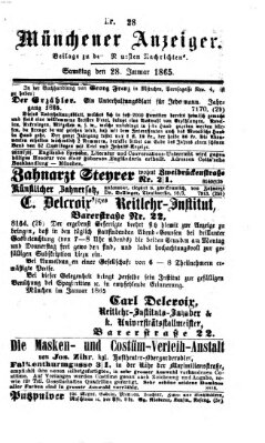 Münchener Anzeiger (Münchner neueste Nachrichten) Samstag 28. Januar 1865