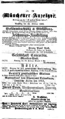 Münchener Anzeiger (Münchner neueste Nachrichten) Samstag 25. Februar 1865