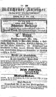 Münchener Anzeiger (Münchner neueste Nachrichten) Dienstag 2. Mai 1865