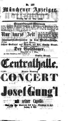 Münchener Anzeiger (Münchner neueste Nachrichten) Montag 15. Mai 1865