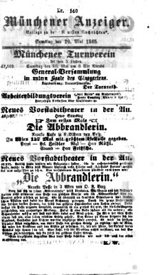 Münchener Anzeiger (Münchner neueste Nachrichten) Samstag 20. Mai 1865