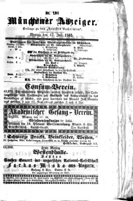 Münchener Anzeiger (Münchner neueste Nachrichten) Montag 17. Juli 1865