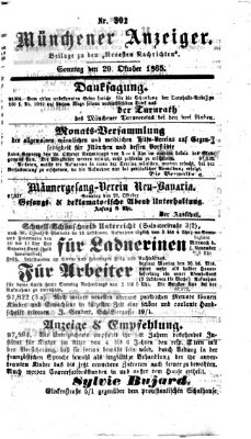 Münchener Anzeiger (Münchner neueste Nachrichten) Sonntag 29. Oktober 1865