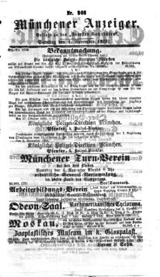 Münchener Anzeiger (Münchner neueste Nachrichten) Samstag 4. November 1865