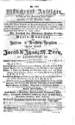 Münchener Anzeiger (Münchner neueste Nachrichten) Sonntag 26. November 1865