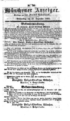 Münchener Anzeiger (Münchner neueste Nachrichten) Donnerstag 28. Dezember 1865