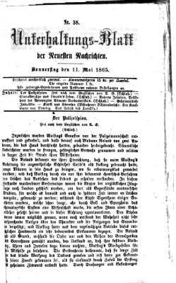 Neueste Nachrichten aus dem Gebiete der Politik (Münchner neueste Nachrichten) Donnerstag 11. Mai 1865