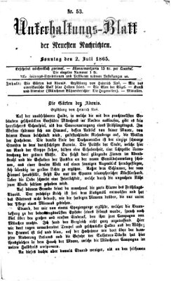 Neueste Nachrichten aus dem Gebiete der Politik (Münchner neueste Nachrichten) Sonntag 2. Juli 1865