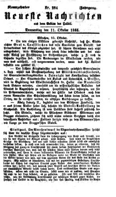 Neueste Nachrichten aus dem Gebiete der Politik (Münchner neueste Nachrichten) Donnerstag 11. Oktober 1866