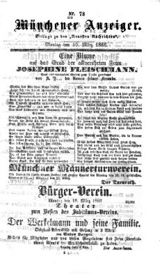 Münchener Anzeiger (Münchner neueste Nachrichten) Montag 19. März 1866