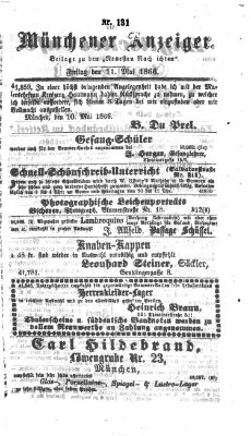 Münchener Anzeiger (Münchner neueste Nachrichten) Freitag 11. Mai 1866