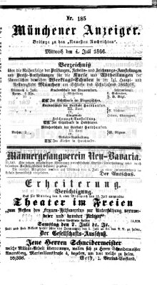 Münchener Anzeiger (Münchner neueste Nachrichten) Mittwoch 4. Juli 1866