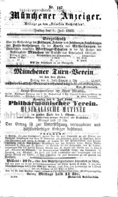 Münchener Anzeiger (Münchner neueste Nachrichten) Freitag 6. Juli 1866