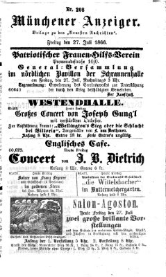 Münchener Anzeiger (Münchner neueste Nachrichten) Freitag 27. Juli 1866
