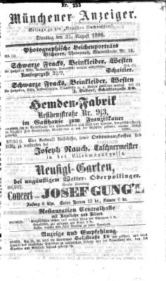 Münchener Anzeiger (Münchner neueste Nachrichten) Dienstag 21. August 1866