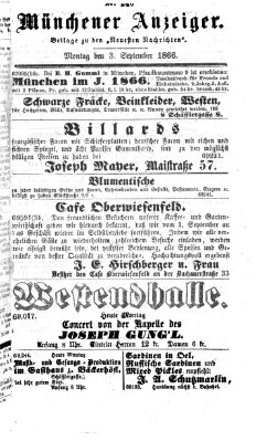 Münchener Anzeiger (Münchner neueste Nachrichten) Montag 3. September 1866