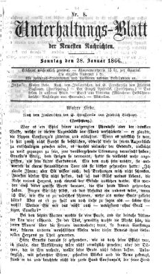 Neueste Nachrichten aus dem Gebiete der Politik (Münchner neueste Nachrichten) Sonntag 28. Januar 1866