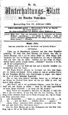 Neueste Nachrichten aus dem Gebiete der Politik (Münchner neueste Nachrichten) Donnerstag 15. Februar 1866