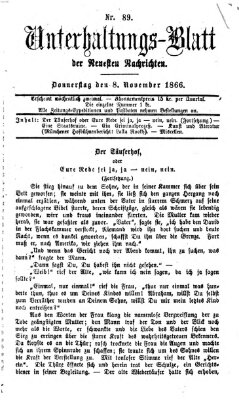 Neueste Nachrichten aus dem Gebiete der Politik (Münchner neueste Nachrichten) Donnerstag 8. November 1866