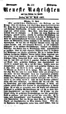 Neueste Nachrichten aus dem Gebiete der Politik (Münchner neueste Nachrichten) Freitag 26. April 1867