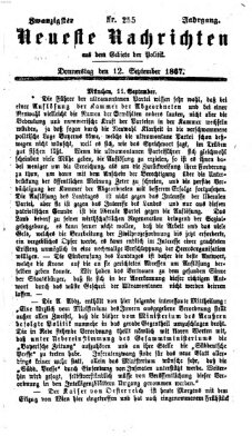 Neueste Nachrichten aus dem Gebiete der Politik (Münchner neueste Nachrichten) Donnerstag 12. September 1867
