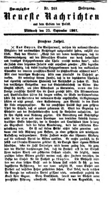 Neueste Nachrichten aus dem Gebiete der Politik (Münchner neueste Nachrichten) Mittwoch 25. September 1867