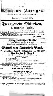Münchener Anzeiger (Münchner neueste Nachrichten) Sonntag 28. Juli 1867