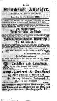 Münchener Anzeiger (Münchner neueste Nachrichten) Donnerstag 12. September 1867