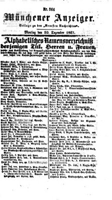 Münchener Anzeiger (Münchner neueste Nachrichten) Montag 30. Dezember 1867