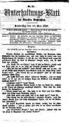 Neueste Nachrichten aus dem Gebiete der Politik (Münchner neueste Nachrichten) Donnerstag 16. Mai 1867