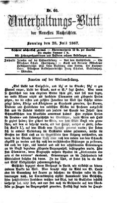 Neueste Nachrichten aus dem Gebiete der Politik (Münchner neueste Nachrichten) Sonntag 28. Juli 1867