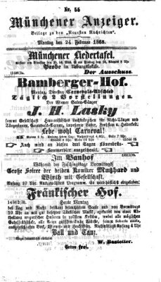 Münchener Anzeiger (Münchner neueste Nachrichten) Montag 24. Februar 1868