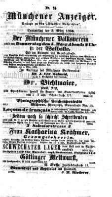 Münchener Anzeiger (Münchner neueste Nachrichten) Donnerstag 5. März 1868