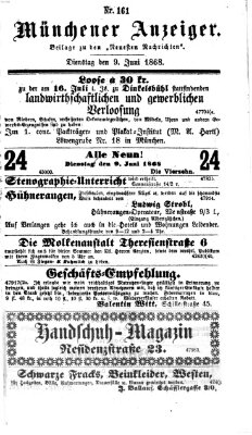 Münchener Anzeiger (Münchner neueste Nachrichten) Dienstag 9. Juni 1868