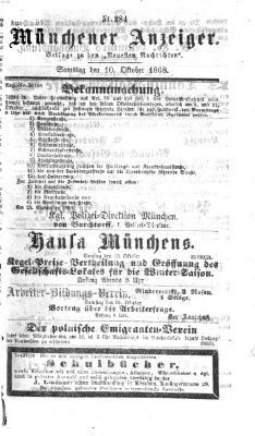Münchener Anzeiger (Münchner neueste Nachrichten) Samstag 10. Oktober 1868