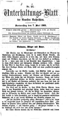 Neueste Nachrichten aus dem Gebiete der Politik (Münchner neueste Nachrichten) Donnerstag 7. Mai 1868