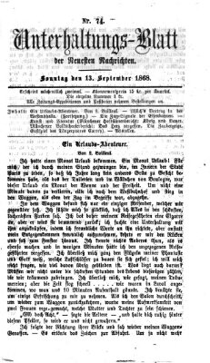 Neueste Nachrichten aus dem Gebiete der Politik (Münchner neueste Nachrichten) Sonntag 13. September 1868