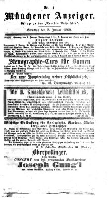 Münchener Anzeiger (Münchner neueste Nachrichten) Samstag 2. Januar 1869