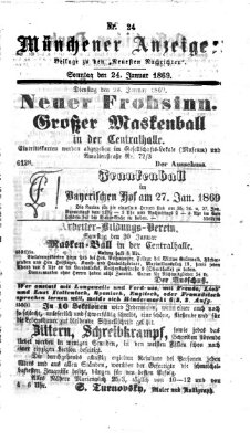 Münchener Anzeiger (Münchner neueste Nachrichten) Sonntag 24. Januar 1869