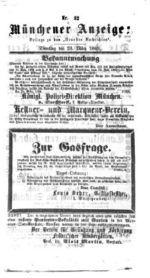 Münchener Anzeiger (Münchner neueste Nachrichten) Dienstag 23. März 1869