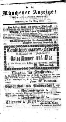 Münchener Anzeiger (Münchner neueste Nachrichten) Donnerstag 25. März 1869