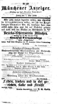 Münchener Anzeiger (Münchner neueste Nachrichten) Freitag 7. Mai 1869