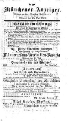 Münchener Anzeiger (Münchner neueste Nachrichten) Mittwoch 26. Mai 1869