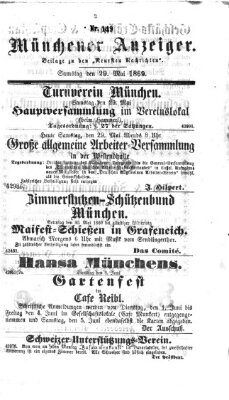 Münchener Anzeiger (Münchner neueste Nachrichten) Samstag 29. Mai 1869