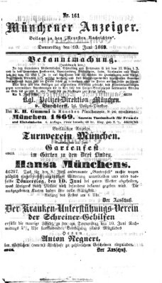 Münchener Anzeiger (Münchner neueste Nachrichten) Donnerstag 10. Juni 1869