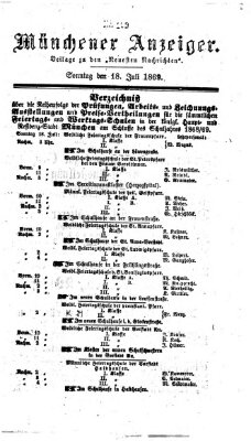 Münchener Anzeiger (Münchner neueste Nachrichten) Sonntag 18. Juli 1869