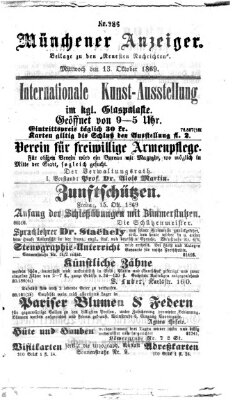 Münchener Anzeiger (Münchner neueste Nachrichten) Mittwoch 13. Oktober 1869