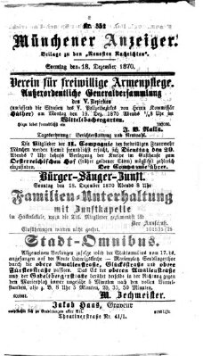 Münchener Anzeiger (Münchner neueste Nachrichten) Sonntag 18. Dezember 1870